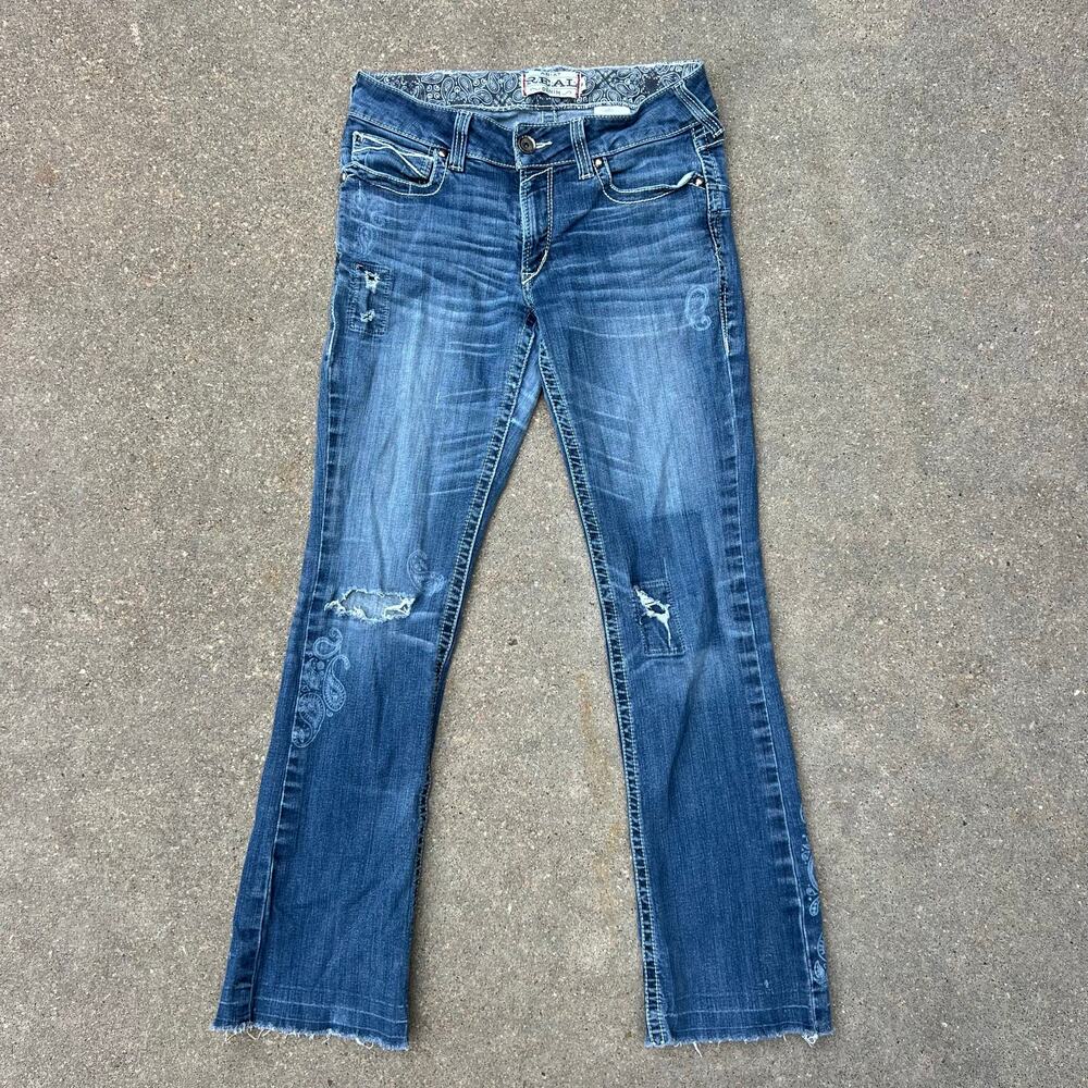 Ariat 30R Indio Boot Cut Distressed Boho Western Jeans 10026696